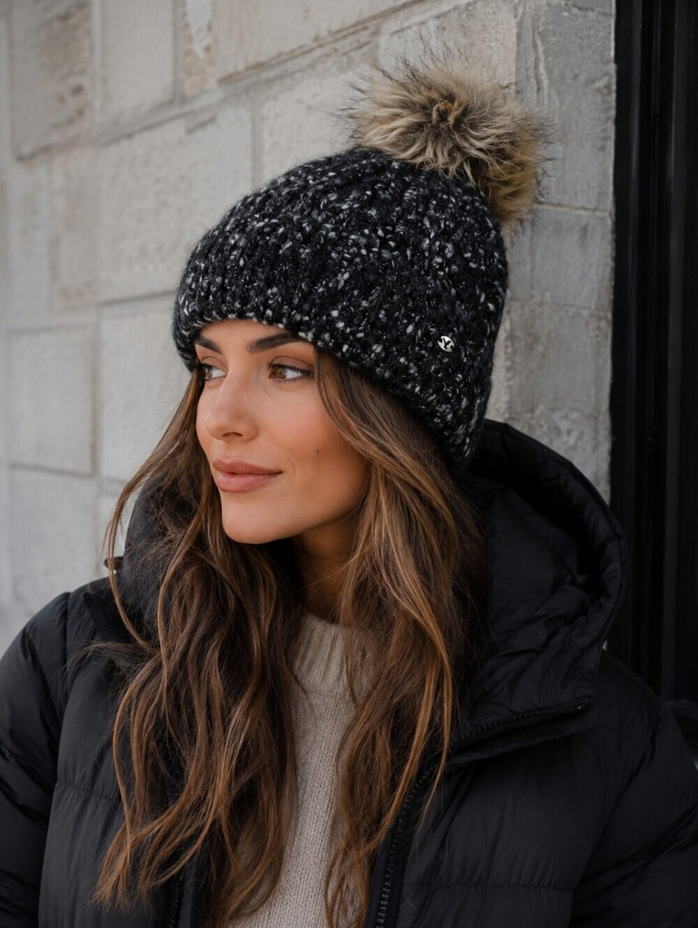 American Eagle Outfitters Speckled Knit Pom Pom Beanie One Size